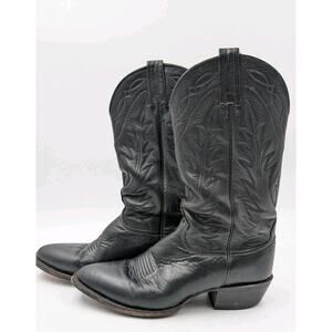 Vintage Nocona Black Leather Western Cowboy Boots Men’s 8 D Made in USA